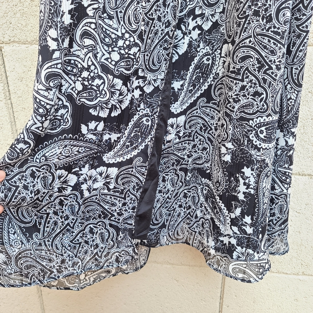 Lulu's | Love Letters Black and White Print Long Sleeve Wrap Dress NEW Size M - Picture 11 of 16